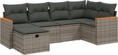 vidaXL - 6-delige - Loungeset - met - kussens - poly - rattan - grijs