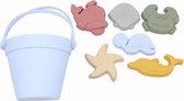 Siliconen Strandspeelgoed Set - Zandbak/Zandspeelgoed Set - BPA vrij- Emmer, Schepje & 6 Vormpjes - Strandspeeltjes - Waterspeeltjes