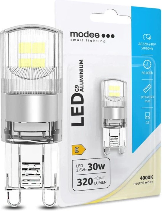 Modee LED Steeklamp G9 | 2.6W 4000K 840 320Lm | 300°