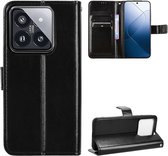 Geschikt voor Xiaomi 14 - Premium Kwaliteit Lederen Telefoonhoes - Magneetsluiting - Kaarthouder - Book Case Hoesje - Zwart