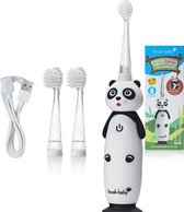 Brush-Baby | Electrische Oplaadbare Kindertandenborstel | WildOnes | Pan-Pan de Panda | 0 - 10 jaar | 3 opzetborstels | 2 poetsstanden | Timer & Pulse | Disco licht | Zuignapvoet