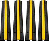 Kabelgoot - Kabelbrug - Kabelbeschermer - Kabelmat - Rubber/Pvc - 4 Stuks - Capaciteit 8000 Kg - 15.5 x 102 x 3 CM - Zwart/Geel