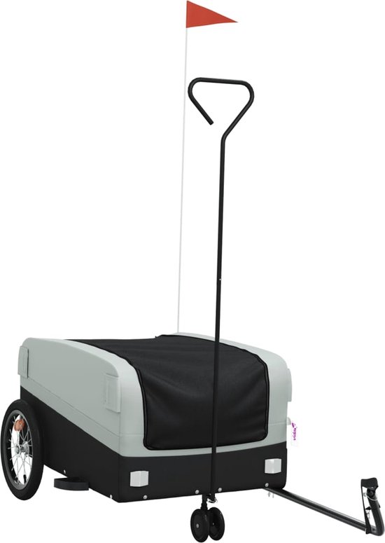 VidaXL Fietstrailer 45 kg IJzer Zwart en Grijs - Fietskar en Buggy - Fiets Duwkar en Transportkar