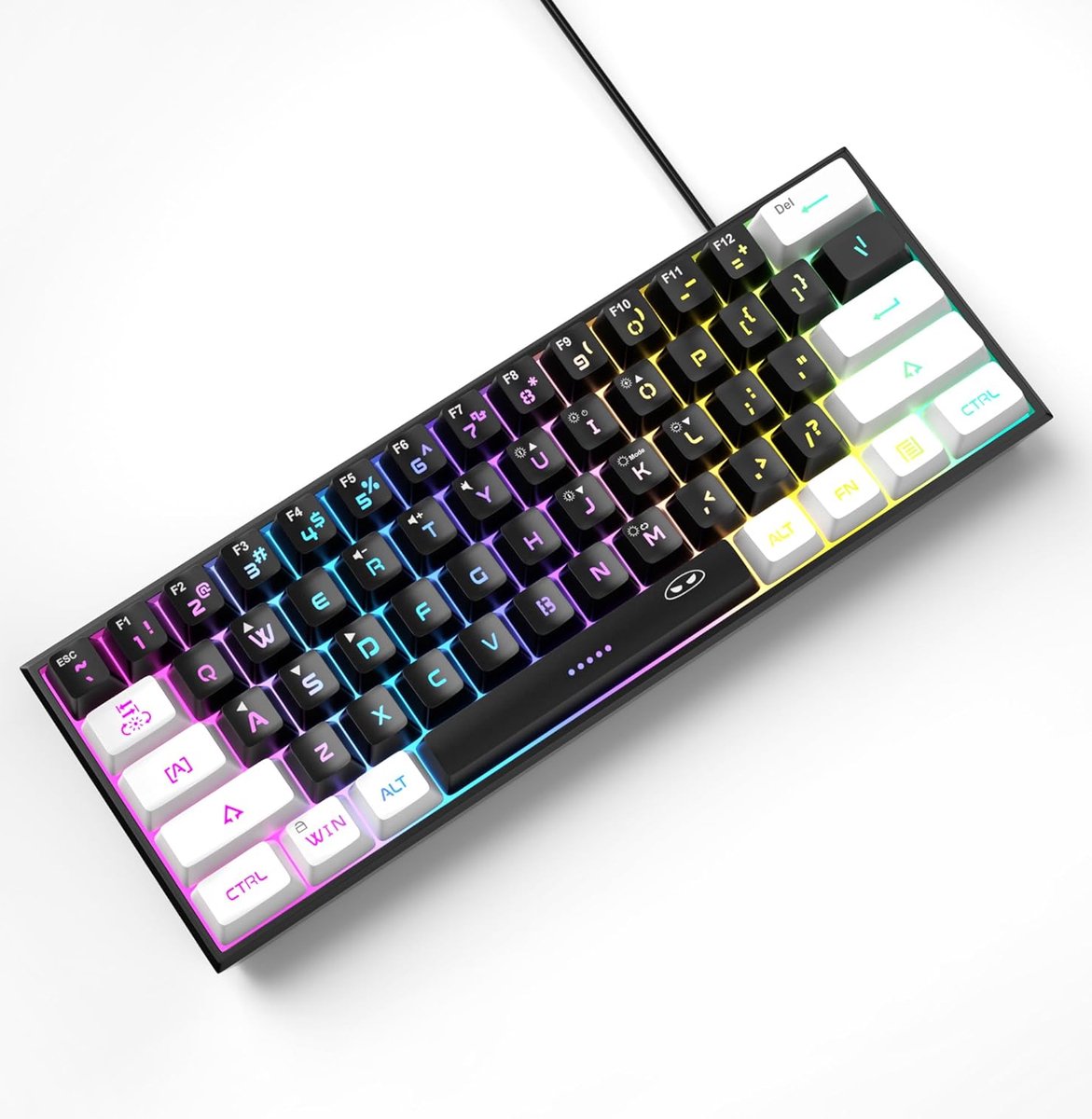 MageGee TS91 - Gaming Toetsenbord - RGB Keyboard - 60% Keyboard - TKL - Ergonomisch - Wit & Zwart - MageGee