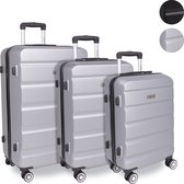 Leonardo Set de valises 3 pièces - Valise de voyage à Roues - Bagage en soute - Valise Bagage à main - Serrure TSA - Argent