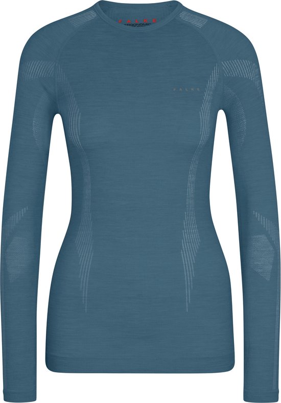 FALKE dames lange mouw shirt Wool-Tech - thermoshirt - blauw (capitain) - Maat: M