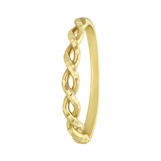 Lucardi Dames 9 karaat dames ring twist - Ring - 9 Karaat - Goudkleurig - 16.5 / 52 mm