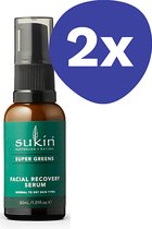Sukin Super Greens Facial Recovery Serum (2x 30ml)