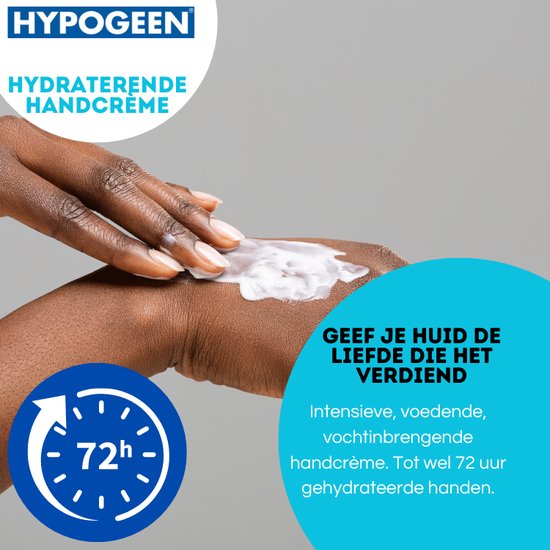 Hypogeen Handcrème - Voor droge handen en gevoelige huid - Snel absorberend, hydraterend en voedend - Beschermt tegen uitdroging, psoriasis en eczeem - Vrij van parfum en kleurstoffen - Met squalaan & melkzuur - Hypoallergeen, pH-neutraal - 300 ml