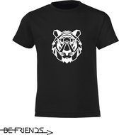 Be Friends T-Shirt - Tijger - Heren - Zwart - Maat L