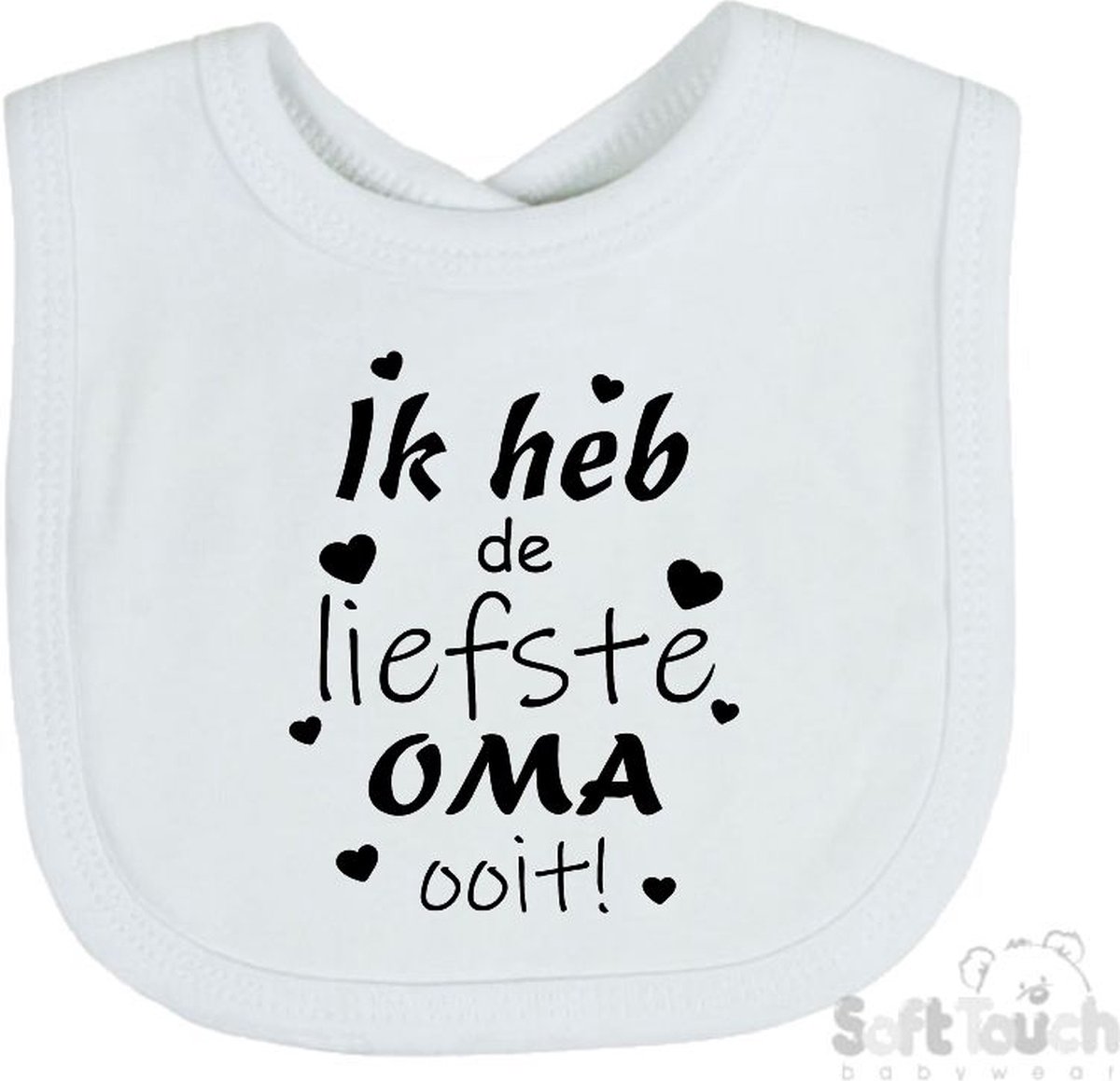Goedkoopste Soft Touch Slabber Slabbetje Slab Ik heb de liefste Oma ooit! Moederdag Unisex Katoen Wit/zwart Maat 33x22 Cm