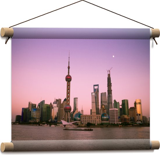 Textielposter - Gebouwen - China - Stas - Groot - Maan - 40x30 cm Foto op Textiel