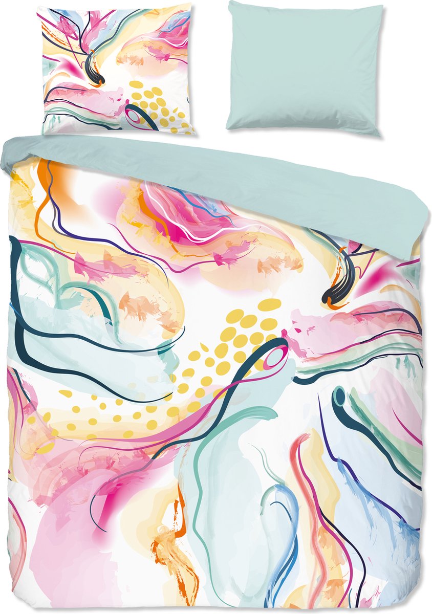 Good Morning dekbedovertrek moderne print - 2 persoons 200x200/220 cm - Multi - 100% Katoen renforce