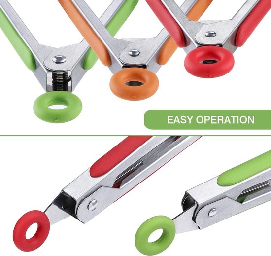 Gjinxi 3 stuks mini-keukentangen van siliconen, kleine kooktangen, pincetten, serveertang met antislip greep, keukentang voor het bakken van pizza, salade, ijs, fruit, suiker en snacks Gjinxi 3 stuks mini-keukentangen van siliconen, kleine kooktangen, pincetten, serveertang met antislip greep, keukentang voor het bakken van pizza, salade, ijs, fruit, suiker en snacks