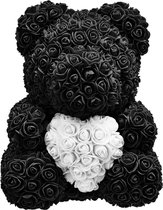 Luxe Rozenbeer - Zwart - 40 CM - Rose Bear - Rose Teddy - Valentijn - Moederdag - Rozen Teddy Beer