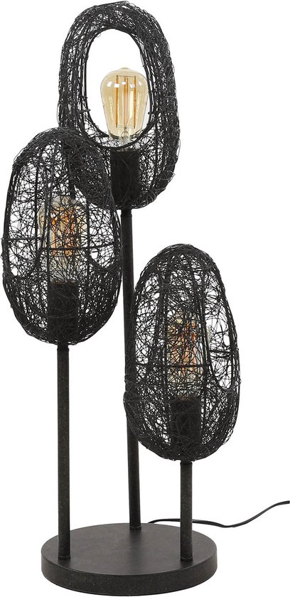 Tafellamp Artic met open oog wire design | 3 lichts | 23x23x74 cm | industrieel zwart | woonkamer / bureaulamp | sfeerlicht
