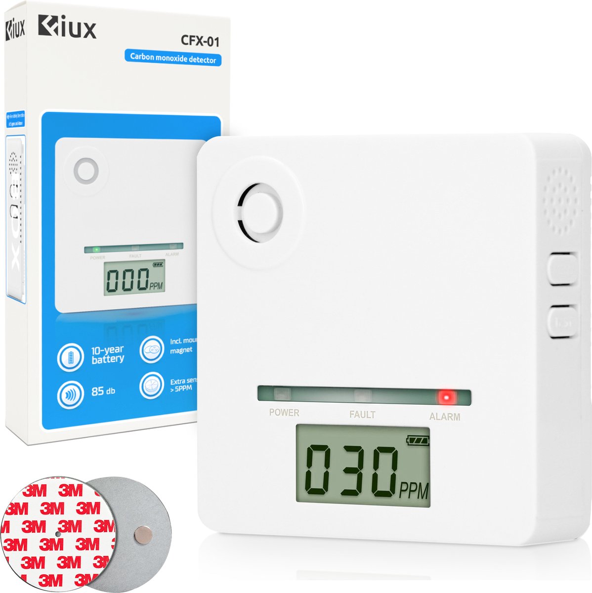 Fiux FXC-2 rook- en CO-melder – draadloos koppelbaar