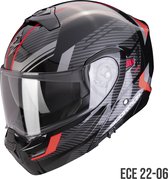 Scorpion EXO-930 EVO SIKON Black-Silver-Red - ECE goedkeuring - Maat XL - Integraal helm - Scooter helm - Motorhelm - Zwart - Geen ECE goedkeuring goedgekeurd