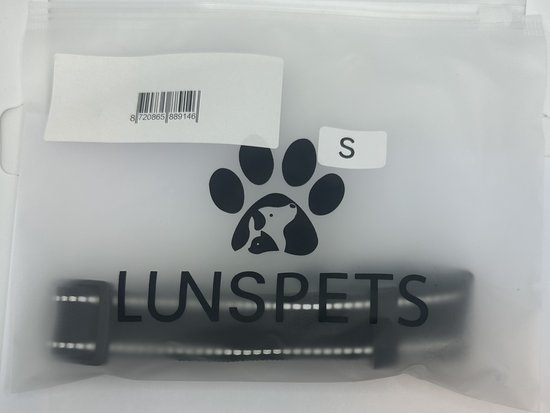Lunspets Halsband hond - Hondenhalsband - Hondenriem - Reflecterend - Zwart - Waterdicht - Oersterk - Geschikt voor iedere hondenriem - voor Kleine honden - Maat S - Lunspets