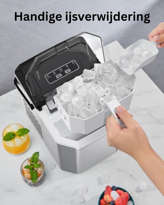 IJsblokjesmachine - Incl. IJsschep - 12kg/24u - 1.2L - 120W - Zelfreinigingsfunctie - Zilver - IJsblokjesmaker van Alpina — afbeelding 5