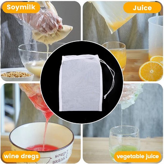 Étamine - Toile de passage - Toile à mailles - Tamis de passage - Sac de lait de noix - Toile de tamis - 30x20 cm