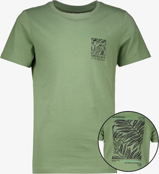 TwoDay jongens T-shirt met backprint groen - Maat 134/140