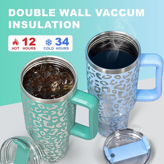 40 oz Gradient Kleur Tumblers met Handvat (Blauwe Luipaard...) van Simple Modern — afbeelding 5