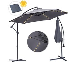 Zweefparasol - Solar LED parasol Waterdicht - Parasol - Strandparasols - Balkonparasols - Parasols - Ø 300cm - 3m - Tuinparasol - Zonne-energie - Grijs- Draai- en Kantelbaar - 360° draaibaar - Duurzame Zweefparasol - Met voet Zweefparasol - Solar LED parasol Waterdicht - Parasol - Strandparasols - Balkonparasols - Parasols - Ø 300cm - 3m - Tuinparasol - Zonne-energie - Grijs- Draai- en Kantelbaar - 360° draaibaar - Duurzame Zweefparasol - Met voet