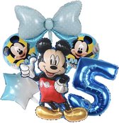 Mickey Mouse - Jomazo - Mickey Mouse folieballonnen met cijfer - Mickey Mouse verjaardag - Kinderverjaardag - Mickey Mouse 5 jaar - Mickey Mouse ballonnen - Mickey mouse ballon - Mickey Mouse ballonnen set - feest versiering - Disney kinderfeest