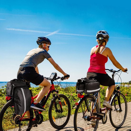Sacoche Vélo Arrière 10L 3-en-1 – Étanche, Multifonction, Avec Housse Pluie Et Bandoulière – Noir
