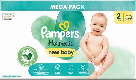 Pampers Harmonie 93 luiers, maat 2 (4/8 kg