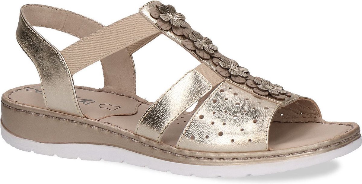 Sandales Compensées Caprice Pour Femme - Cuir, Talon 30 Mm, Largeur G