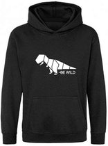 Be Friends Hoodie - Be wild dino - Kinderen - Zwart - Maat 9-10 jaar