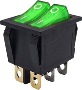 ProRide® Dubbele Wipschakelaar ON-OFF KCD6-202 - 3 Polig - 250V/16A - 30x22mm - Groen met controlelampje