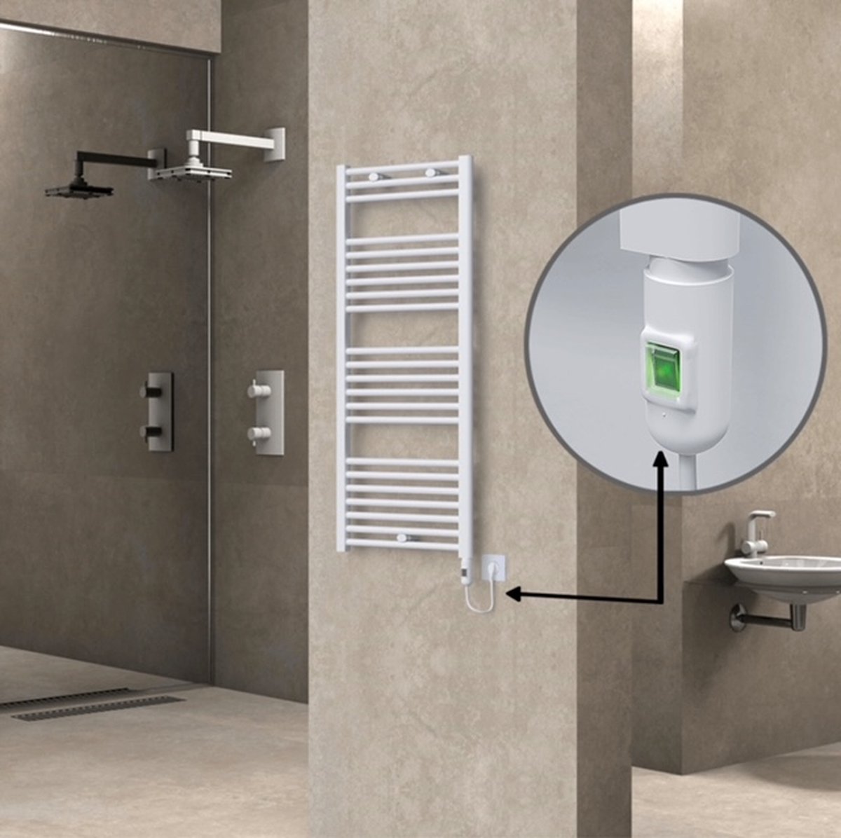 HAITI ELECT. 500 x 1500 wit elektrische badkamer radiator designradiator