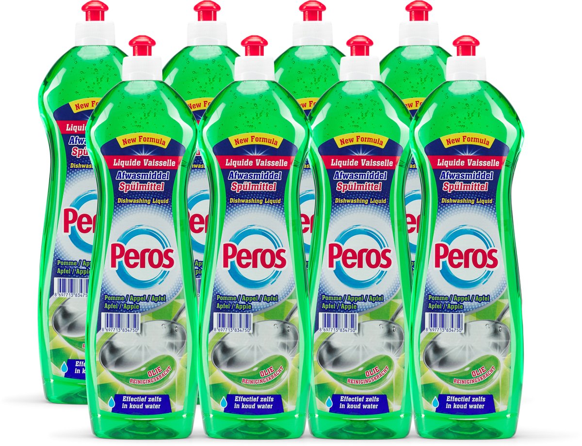 Peros Vloeibaar Afwasmiddel - Appel - 8x750ml - Voordeelverpakking