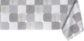 Raved Tafelzeil Blokjes  140 cm x  220 cm - Grijs - PVC - Afwasbaar
