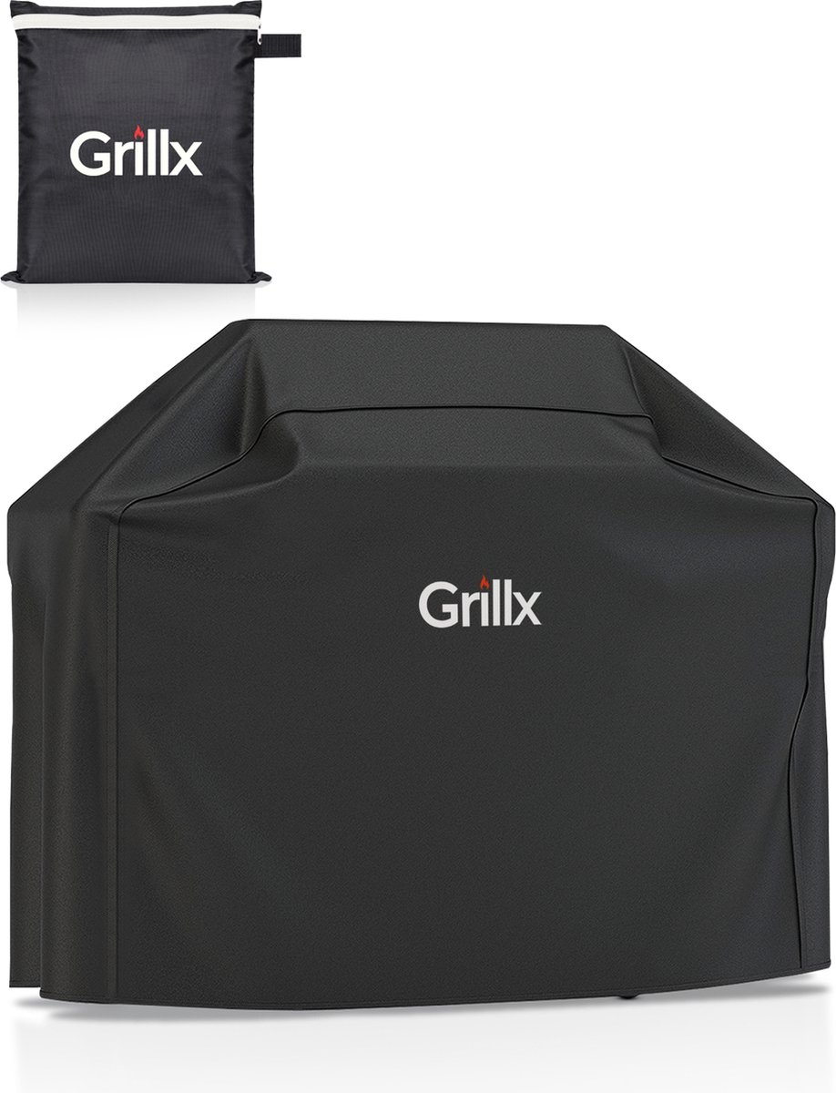 Grillx Barbecue Hoes - 145 x 61 x 117cm - BBQ Hoes Waterdicht - Beschermhoes met Elastische Band & Klikgesp - BBQ Accesoires