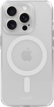 Coque de téléphone Holdit adaptée à l' iPhone 15 Pro, étui magnétique en silicone (transparent/blanc)