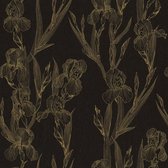 Papier peint Fleurs Profhome 375263-GU papier peint intissé lisse avec motif floral jaune noir mat 5,33 m2