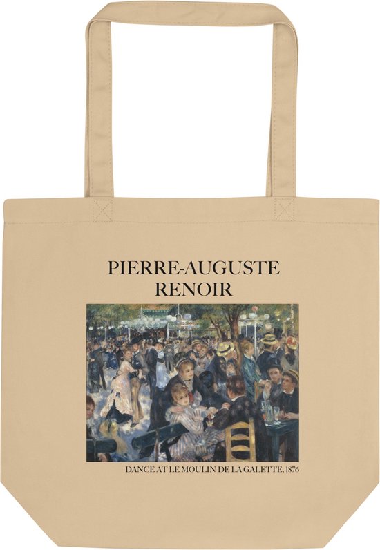 Pierre-Auguste Renoir 'Dans in Le Moulin de la Galette' ("Dance at Le Moulin de la Galette") Beroemde Schilderij Tote Bag | 100% Katoenen Tas | Kunst Tote Bag | Naturel