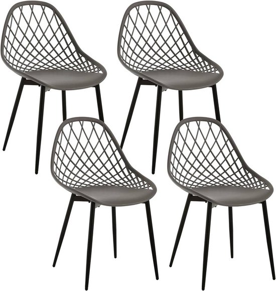 Rootz moderne eetkamerstoelen set van 4 - ergonomische zitting - stoelen met metalen poten - stevig en duurzaam - comfortabel ontwerp - gemakkelijk schoon te maken - 52 cm x 83,5 cm x 53 cm
