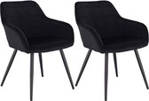 Rootz Set van 2 eetkamerstoelen - Fauteuils met fluwelen zitting - Metalen poten - Comfortabel en ergonomisch - Duurzaam en stabiel - Veelzijdig en stijlvol - 49 cm x 43 cm x 81 cm