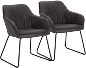 Rootz Set van 2 Eetkamerstoelen - Keukenstoelen - Moderne zitplaatsen - Comfortabel en ergonomisch - Duurzaam metalen frame - Veelzijdig grijs ontwerp - 45 cm x 44 cm x 78,5 cm