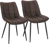 Rootz Elegante Eetkamerstoelenset - Moderne stoelen - Comfortabel zitten - Duurzaam, Ergonomisch Ontwerp, Vloerbescherming - Leathaire & Metaal - 46 cm x 40,5 cm x 85,5 cm