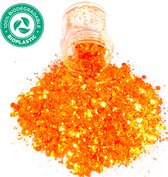 Biologisch Afbreekbaar Chunky Glitters (Oranje) [Volume 8g - Biodegradable Festival Jewels Glitter Outfit Lichaam en Gezicht - Make-up Face Body - Kinderen Volwassenen Dames - Eco Friendly]