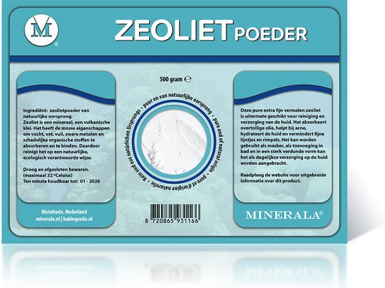 Zeolietpoeder - 500 gram - Minerala - Natuurlijk vulkanisch kleipoeder - Gezichtsmasker - Kleimasker - Zeoliet - Zeoliet poeder - 100% natuurlijk - Vegan