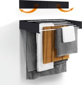 Kledingdroger - Wandmontage - Intrekbaar - Opvouwbare kledingdroger voor gebruik binnen of buiten - Ruimtebesparend compact slank ontwerp (grijs, 100 cm)