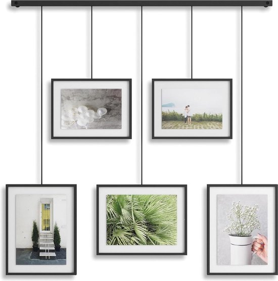 Exhibit Set met 5 fotolijsten - Staal Zwart - Umbra - Fotolijst Collage Fotolijsten
