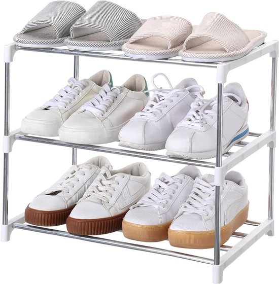 Stapelbaar schoenenrek entree hal en kast ruimtebesparende opslag en organisatie (3-tier wit) met gratis verzending